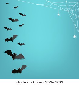 Happy Halloween Text With Mint Background With Gradient Mesh, Vector Illustration