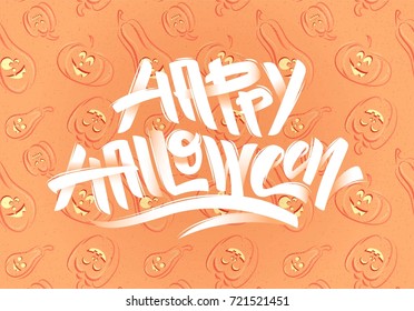 Happy halloween text. Happy Halloween modern brush calligraphy.  Vector illustration