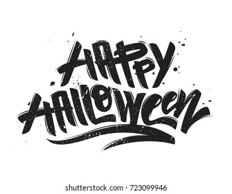 Happy halloween text. Happy Halloween modern brush calligraphy.  Vector illustration
