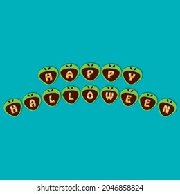 Happy Halloween Text On Alien Head Character. Vector And Illustration