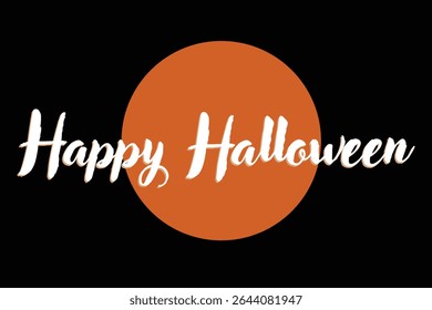 Happy Halloween text with orange moon