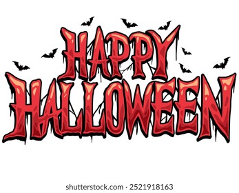 Happy Halloween Text Red Custom Banner, Vector High Resolution. 