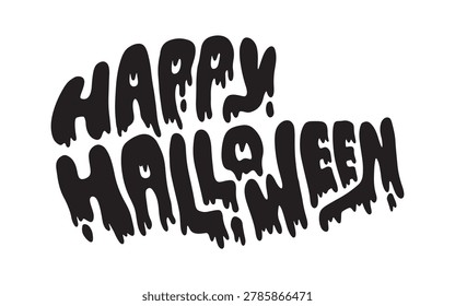 Happy Halloween text typography with melting slime effect vector illustration