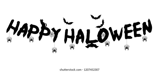 Happy Halloween Text. Vector