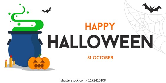 happy halloween text vector  background or banner graphic