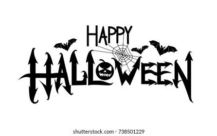 Happy Halloween text vector banner. Vector illustration