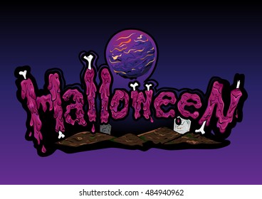 Happy Halloween text vector design background