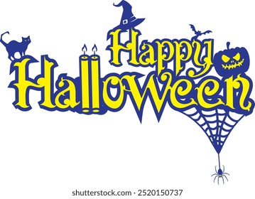 Happy Halloween Text, Vector and Illustration.