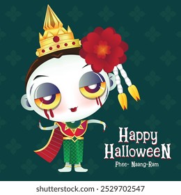 Feliz Dia das Bruxas com dançarina fantasma tailandesa