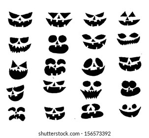 Pumpkin Faces Halloween Evil Devil Face Stock Vector (Royalty Free ...
