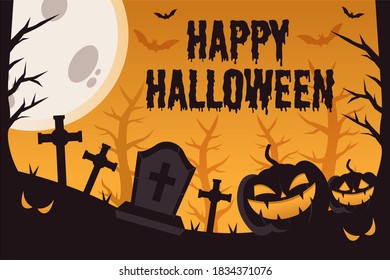 happy Halloween Theme concept Background in design vector