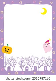 Happy Halloween theme ghost and graveyard decoration border background graphic illustration