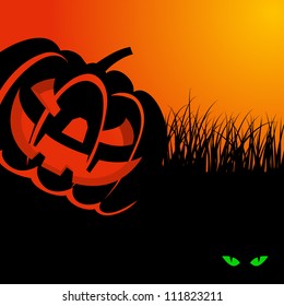 Happy halloween theme greeting card. Vector illustration.