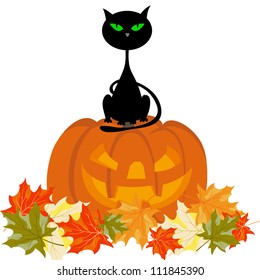 Happy halloween theme greeting card. Vector illustration.