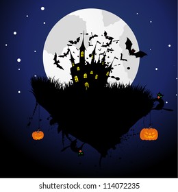 Happy halloween theme greeting card. Vector illustration.