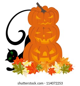 Happy halloween theme greeting card. Vector illustration.