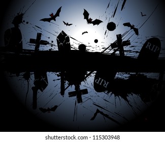 Happy halloween theme greeting card. Vector illustration.
