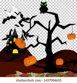 Happy halloween theme greeting card. Vector illustration.