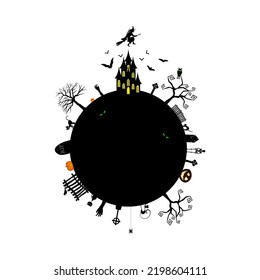 Happy halloween theme greeting card. Vector illustration.