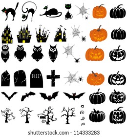 Happy Halloween theme icon set. Vector illustration.