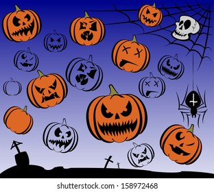 Happy Halloween theme icon set. Vector illustration.