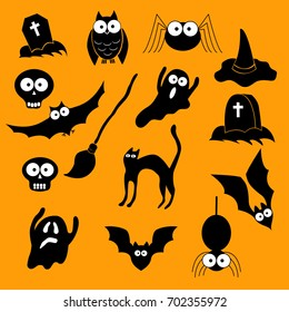 Happy Halloween theme icon set. Vector illustration.