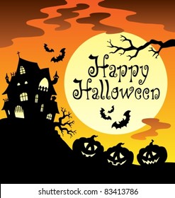 Happy Halloween theme with Moon 1 - vector illustration.