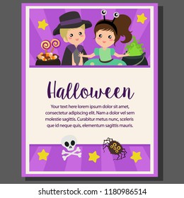 happy halloween theme poster alien costume kids