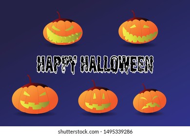 Happy Halloween theme poster, banner, card and advertisement purpose, pumpkin and ghost cartoon character, vector illustration.