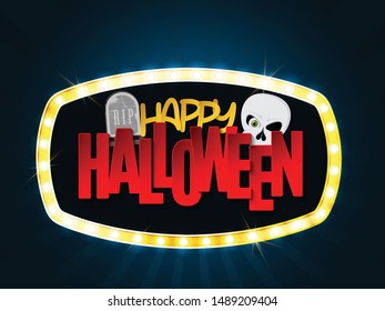 Happy Halloween theme Poster, Flyer, Banner Template for Party. Vector illustration with Skull and Grave 