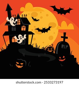 Happy Halloween Theme Vector Background, Spooky October, Spooktober, Jack O Lantern