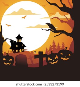 Happy Halloween Theme Vector Background, Spooky October, Spooktober, Jack O Lantern