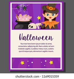 happy halloween theme wizard cartoon