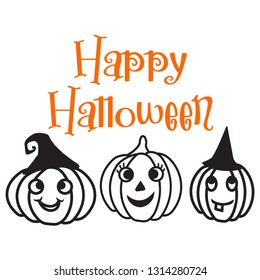 Happy Halloween with three pumpkins