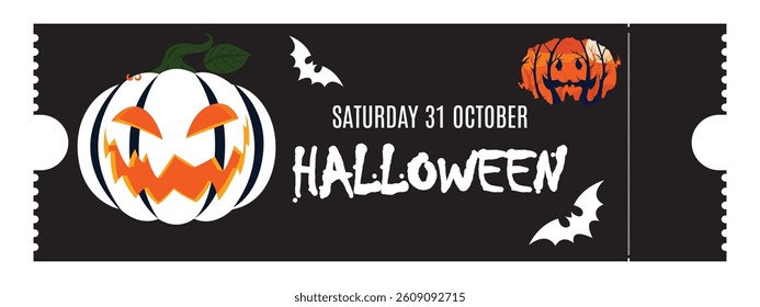 Happy Halloween ticket, Background design. Halloween lettering. Eps 10