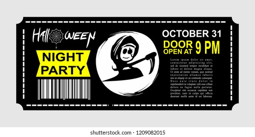 happy halloween ticket vector illustration. Suitable for greeting card, poster and banner.