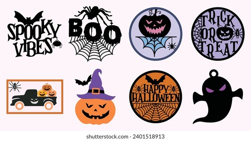 Happy Halloween Tiered Tray 3d Street Sign laser cut Illustration 
