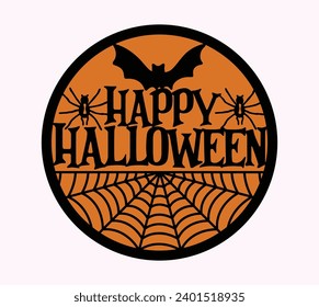 Happy Halloween Tiered Tray 3d Street Sign laser cut Illustration 
