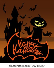 Happy Halloween title with Jack O Lantern