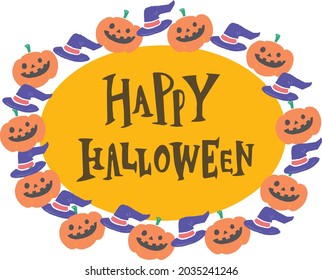 Fröhlicher Halloween-Titel mit Jack-o'-Laterne und Hexenhut