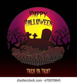 happy halloween with tomb stone. vector