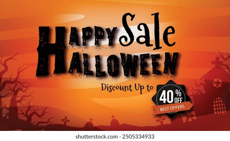 Happy Halloween. Treat or trick fantasy fun party celebration Gradient Orange background design.