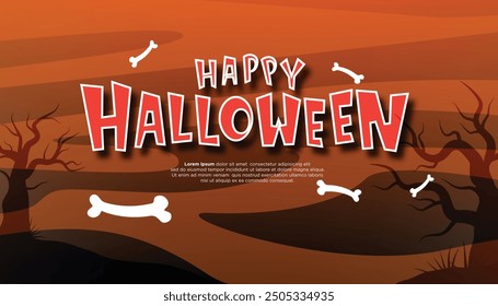Happy Halloween. Treat or trick fantasy fun party celebration Gradient Orange background design.