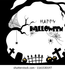 Happy Halloween Tree Grave Web Background Vector Image
