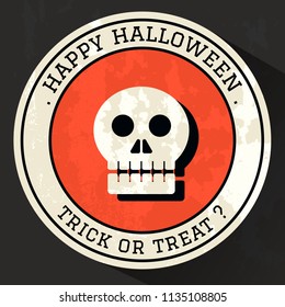 Happy halloween ,trick or treat background, minimal skull logo with grunge texture. Halloween vector banner.