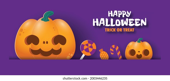 Happy Halloween trick or treat banner paper cut style background Vector illustration, fun party celebration invitation with night clouds and pumpkins, sale promotion web and Place for text