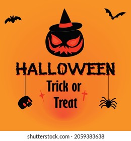 Happy Halloween Trick or Treat. Banner, Poster, Halloween Party and Card Template. Vector illustration.