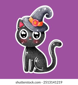 Happy Halloween. trick or treat. black cat elements clip art hand drawing