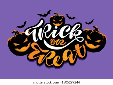 Happy Halloween - Trick or Treat - cute hand drawn doodle lettering template banner poster art