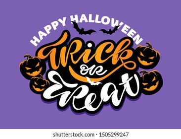 Happy Halloween - Trick or Treat - cute hand drawn doodle lettering template banner poster art